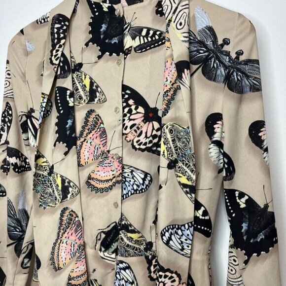 Reiss Women's Size 2 Gail Playsuit Butterfly Pleat Short Romper Tan Pockets NWT - Picture 8 of 16